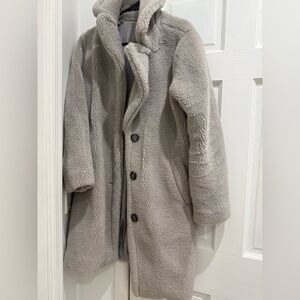 GAP Gray Sherpa Puffer Coat